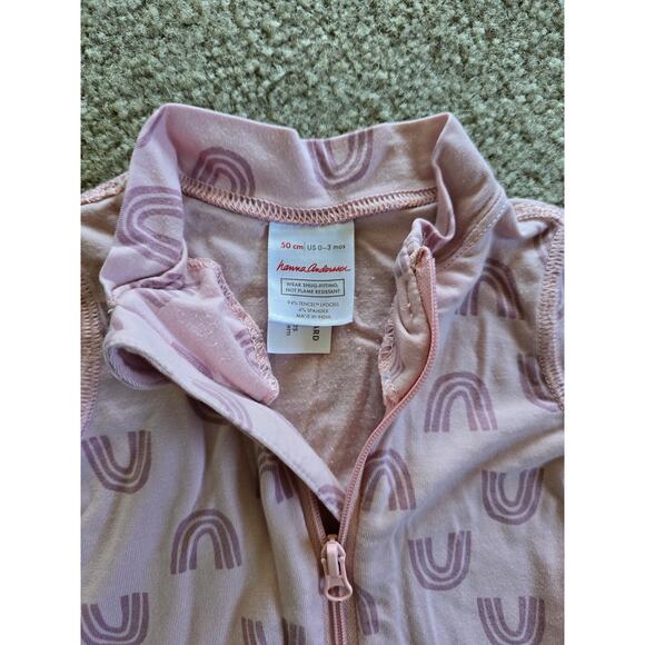 Hanna Andersson Layette Tencel Print Sleeper Blush Pink Rainbow Size 0-3 Months - Picture 2 of 4